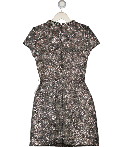 Nadine Merabi Metallic Erin Silver Sequin Mini Dress UK 8