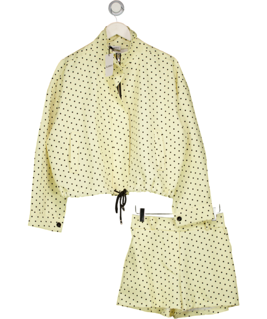 Made in Italy Yellow Polka Dot Jacket & Shorts Set One Size