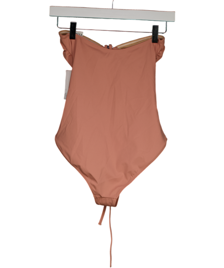 EVARAE Pink Elio Cutout Embellished Stretch Halterneck Swimsuit UK S