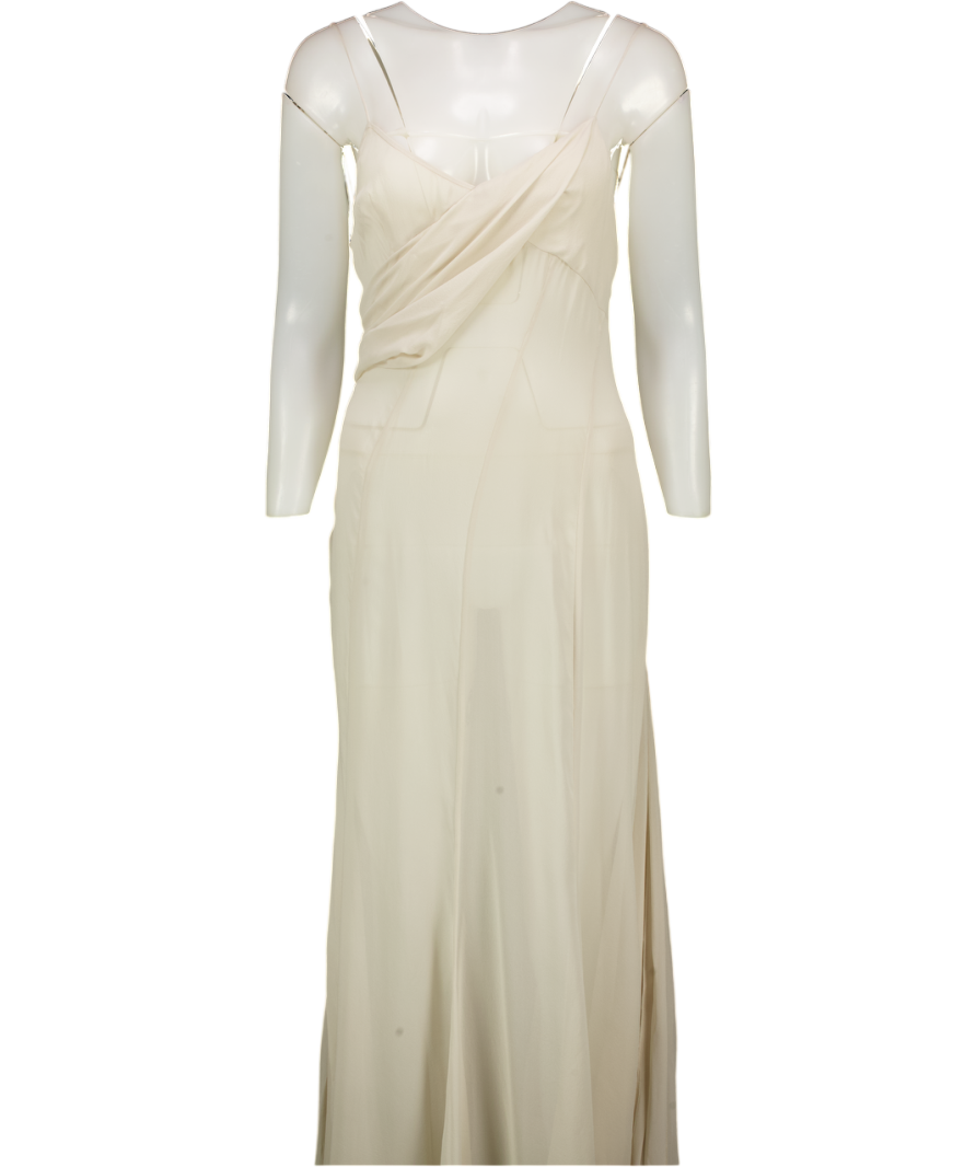 COURTNEY ZHENG Grey Ophelia Scarf Panelled Silk Gown UK M