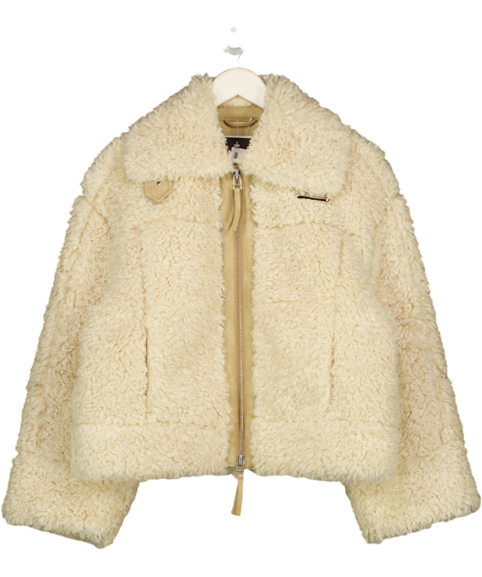 FREE PEOPLE Jacket - Cream Oversize Teddy Jacket UK XS