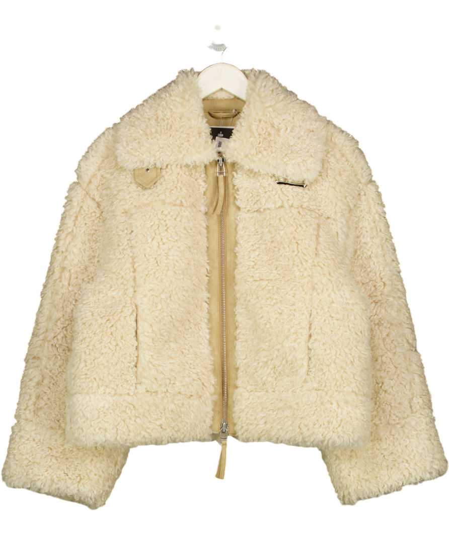 FREE PEOPLE Jacket - Cream Oversize Teddy Jacket UK XS