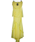 ASOS Yellow Stretch Chiffon Long Sleeve Bardot Maxi Dress With Ruffle Hem UK 10
