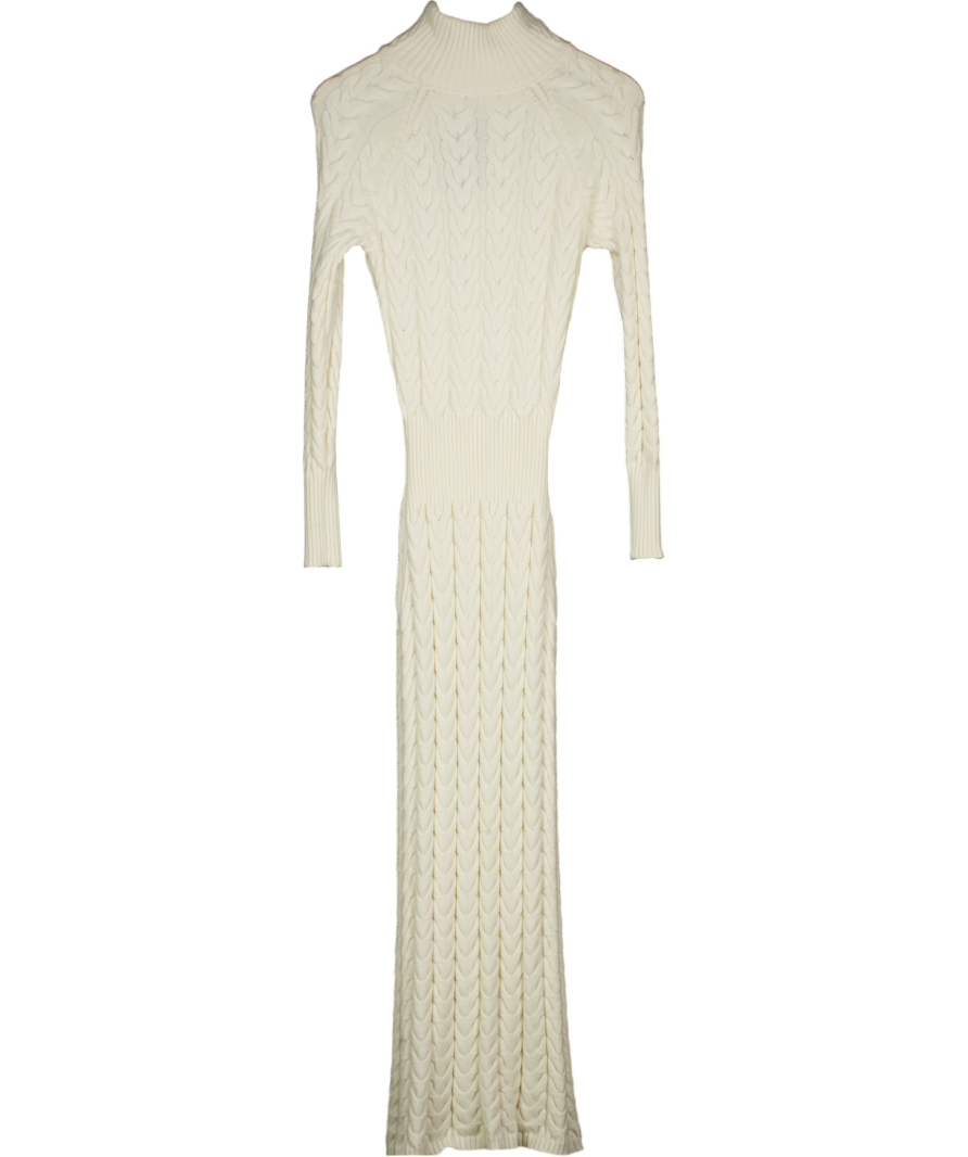 Karen Millen Cream Cable Knit Funnel Neck Maxi Dress UK XS