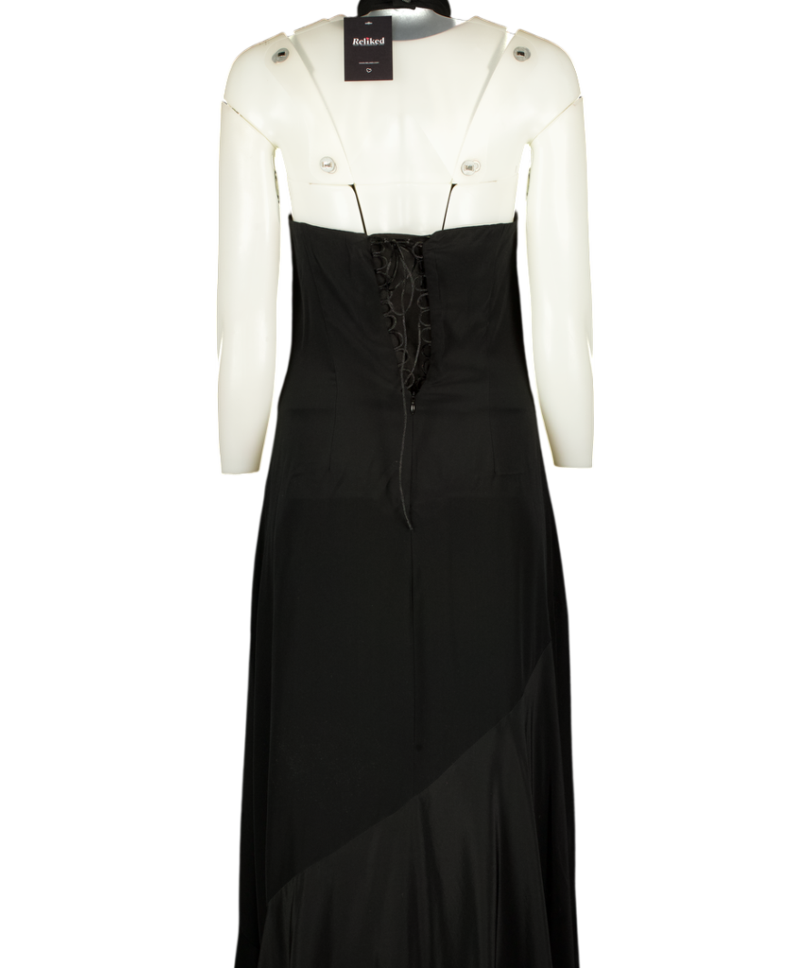 KARL LAGERFELD Black Kl Studio Satin Maxi Dress It42 UK 10