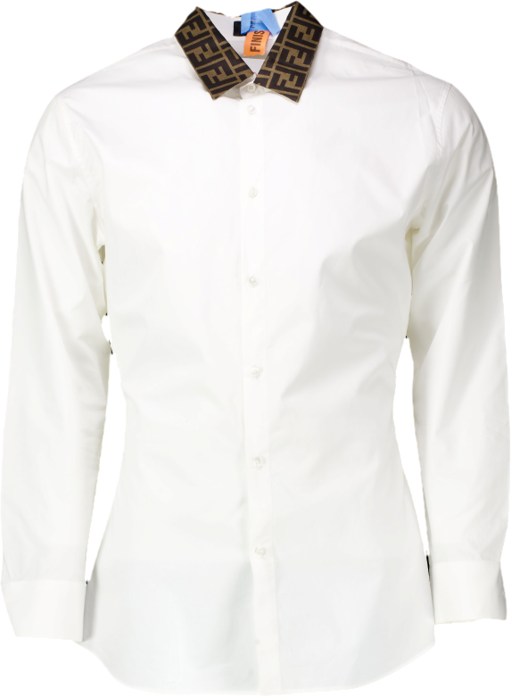 Fendi White Logo Collar Shirt UK S