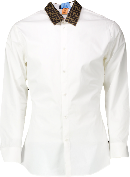 Fendi White Logo Collar Shirt UK S