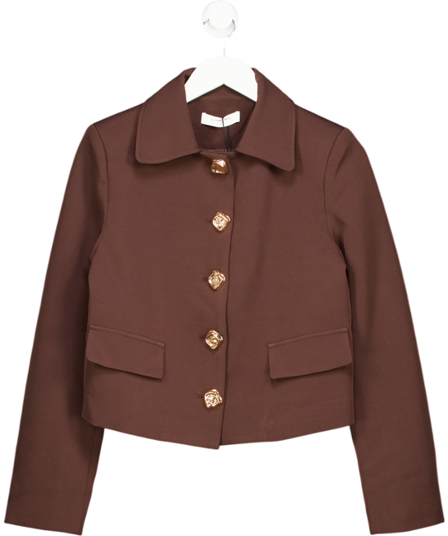 COMMENSE Brown Collared Goldstatement Button Jacket UK S
