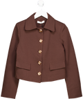 COMMENSE Brown Collared Goldstatement Button Jacket UK S