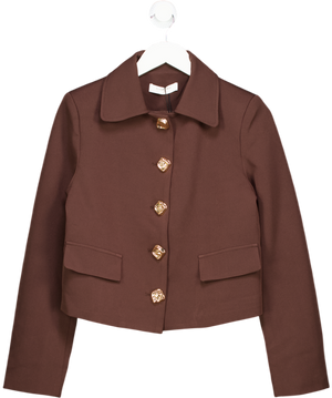 COMMENSE Brown Collared Goldstatement Button Jacket UK S