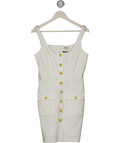 L'AGENCE Stretch Cotton Button Front Tank Dress In White Us10 UK 14