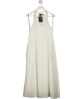 DONNA KARAN Weekend Cream Pinstripe  Twist-back Midi Halter Dress UK S