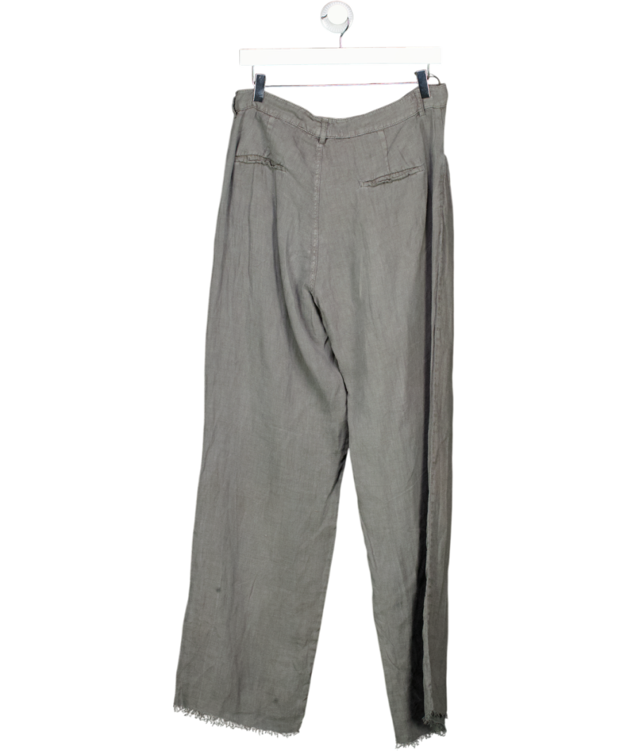 ZARA Grey Linen Wide Leg Trousers UK M