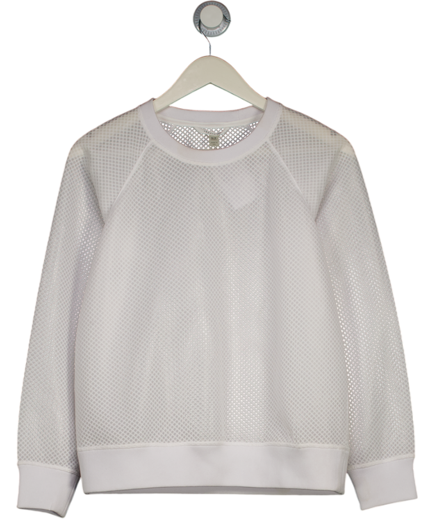 Theory White 346f Sheer Crew Neck Sweatshirt UK S