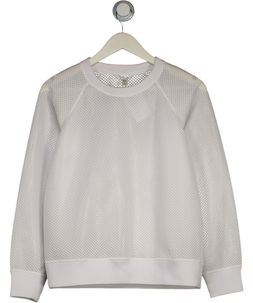 Theory White 346f Sheer Crew Neck Sweatshirt UK S
