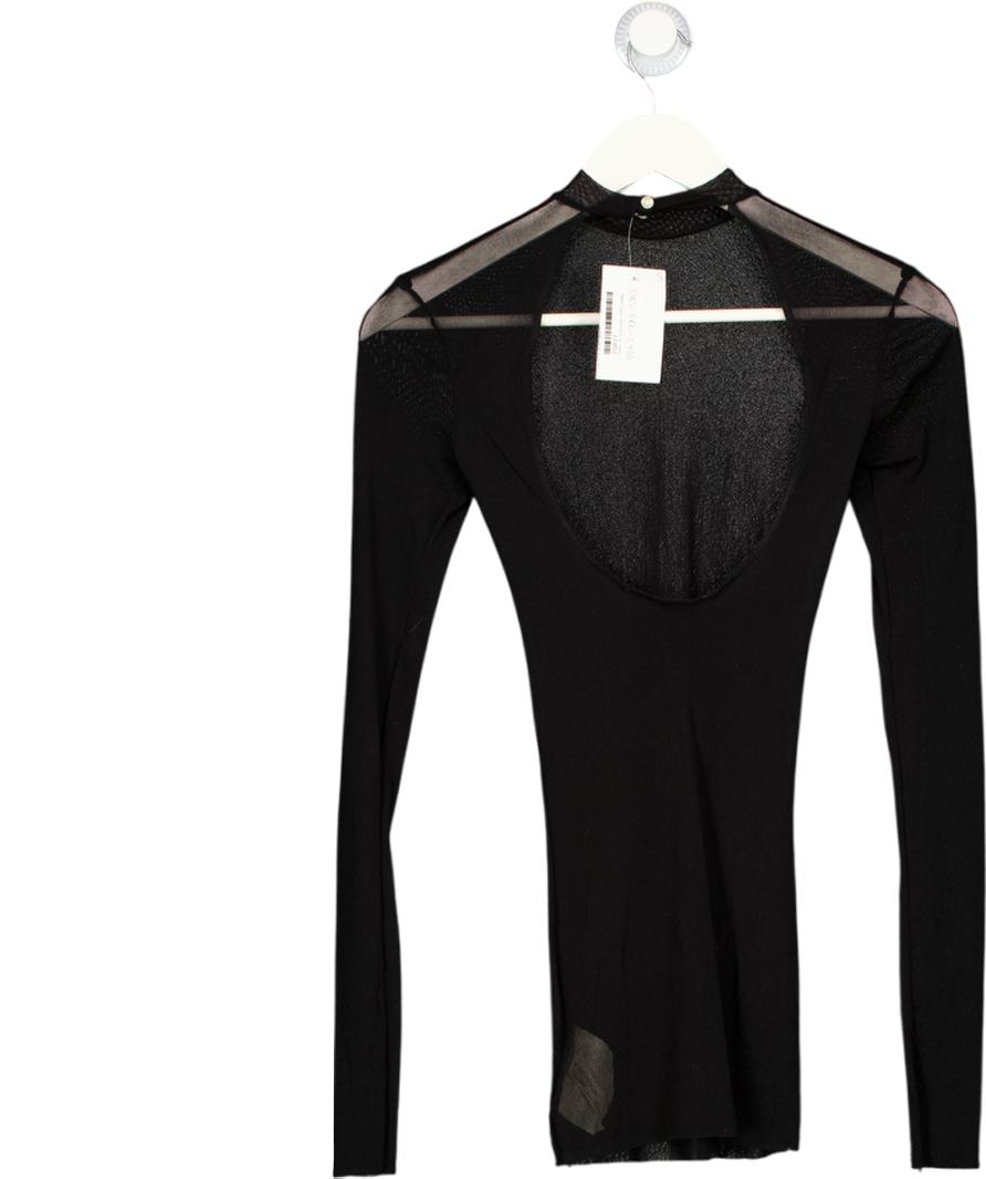 Free People Black Mesh Cut Out Long Sleeve Mini Dress UK S