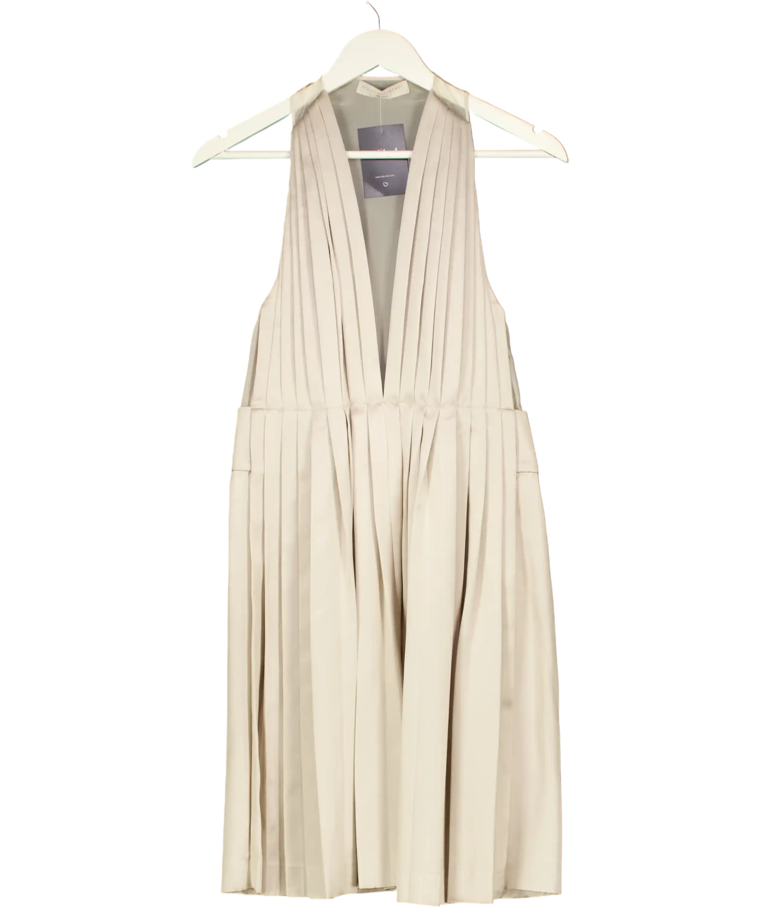 Stella McCartney Grey Pleated Silk-blend Plunge Halter Dress  It 42 UK 10