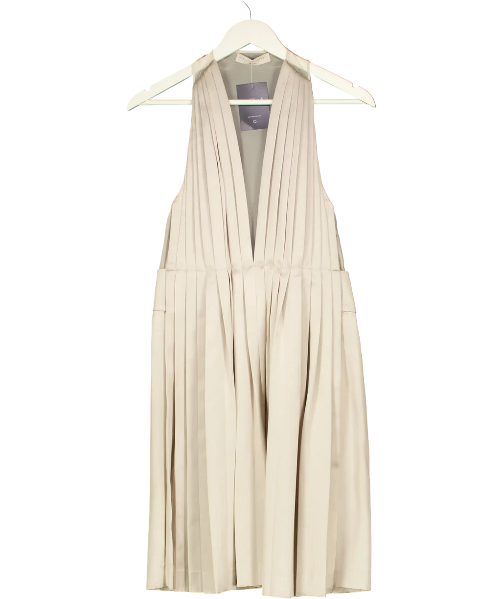 Stella McCartney Grey Pleated Silk-blend Plunge Halter Dress  It 42 UK 10
