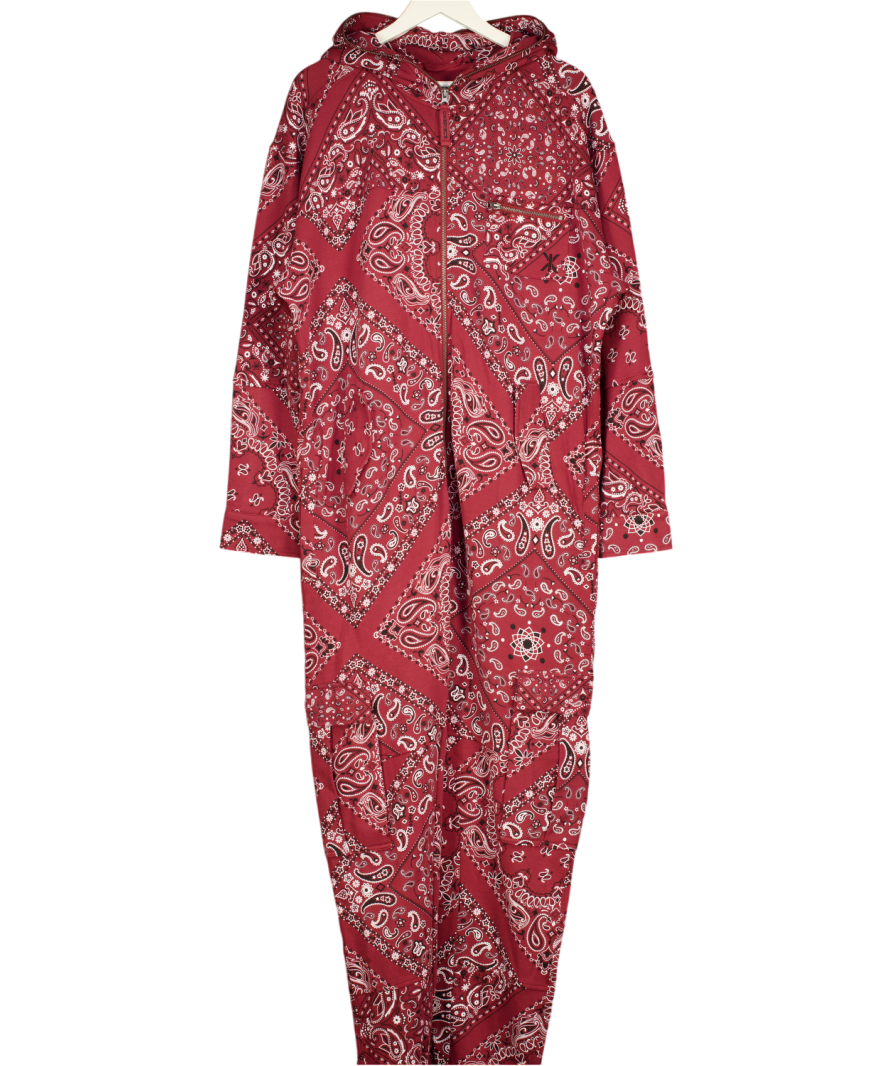 One Piece Red Cargo Baggy Paisley Jumpsuit/onesie UK M