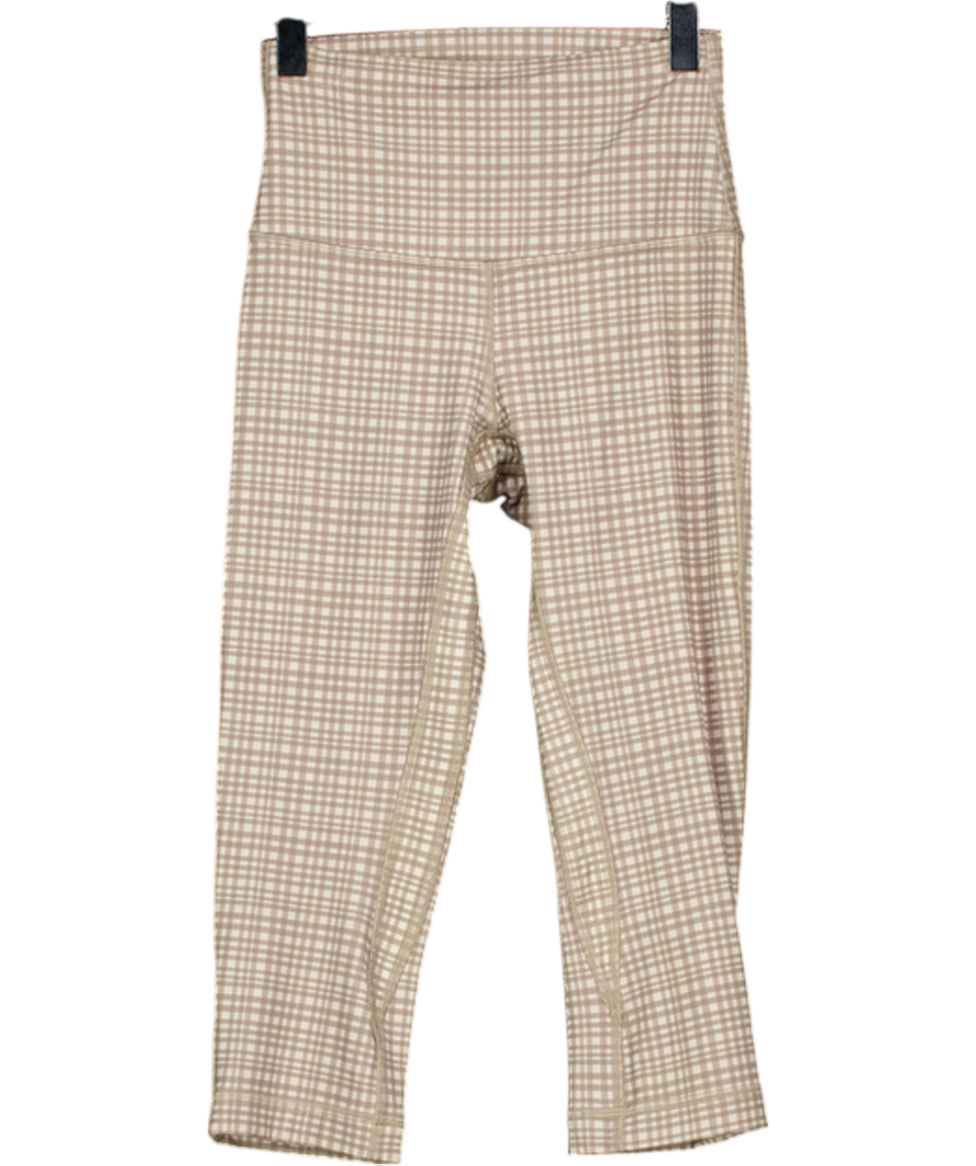 Lululemon Green Check Align High-rise Crop 17" UK 6