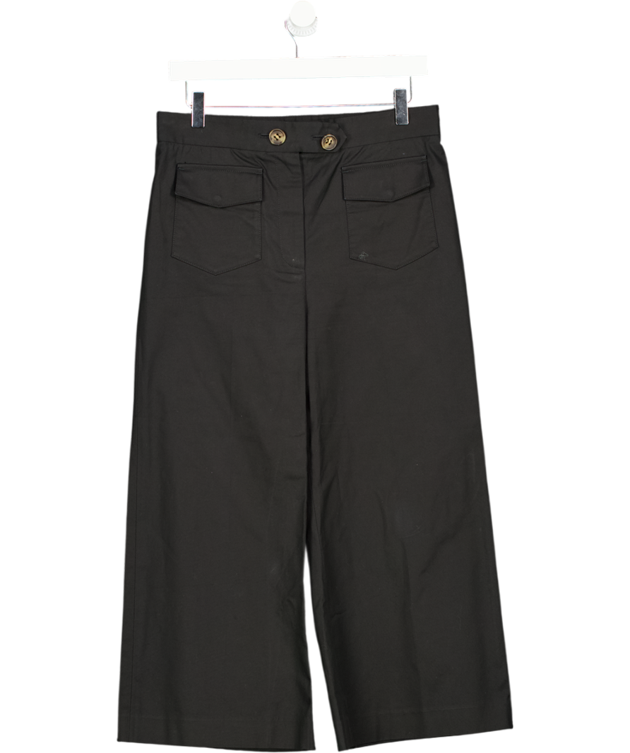 RED VALENTINO Black Cropped Straight-leg Culotte Trousers UK 10