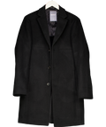 REISS Black Wool-blend Single-breasted Overcoat UK S