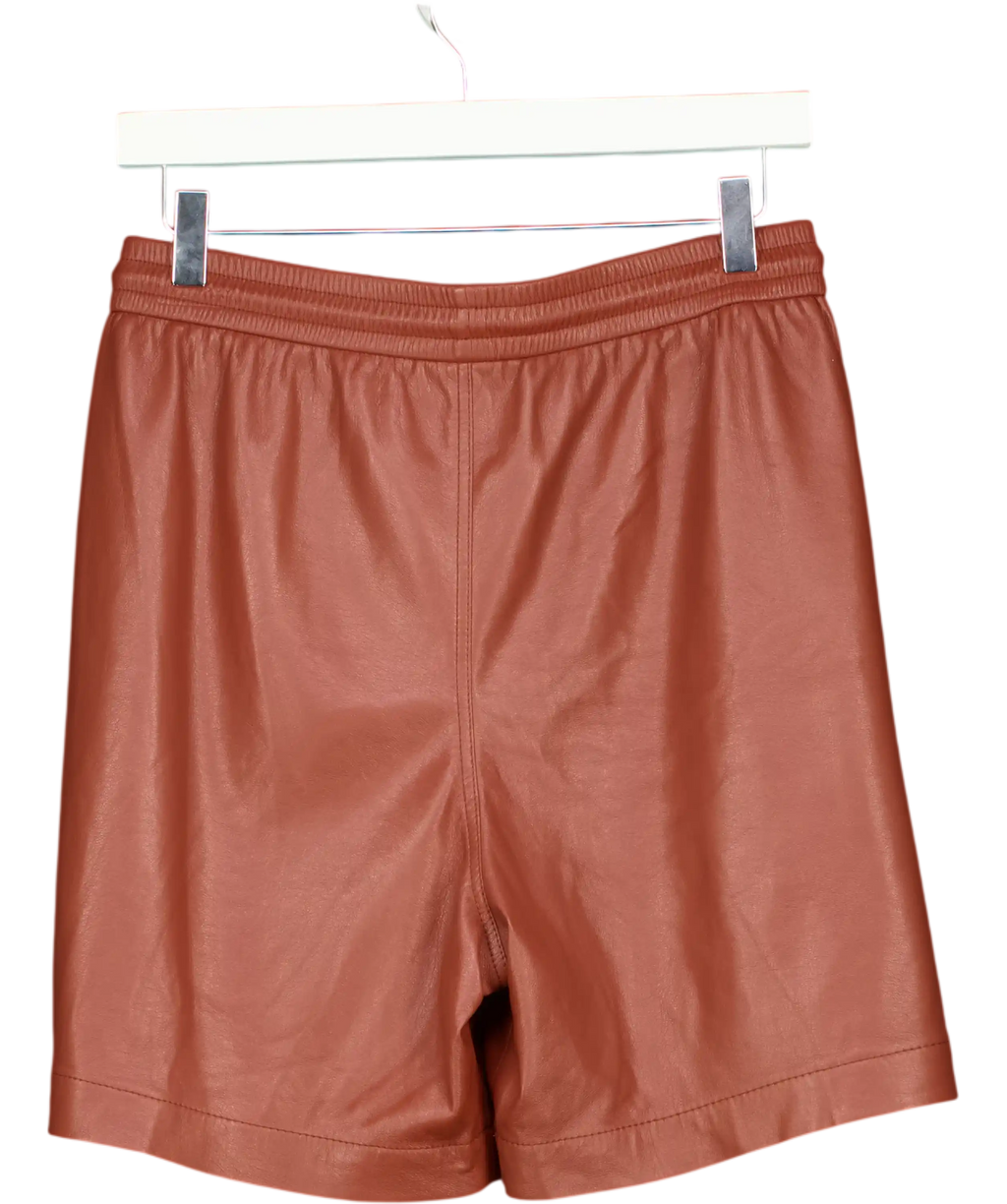 Nanushka Brown Leather Shorts UK S