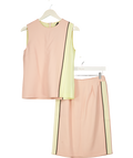 FENDI 2-piece Pink / Yellow Color-block Sleeveless Top ( Uk 10) & Mini Skirt (uk 8) Set With Silk Inset UK S/M