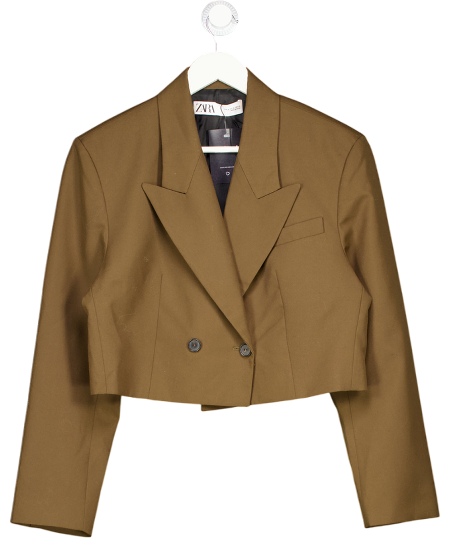 ZARA Olive Green Cropped Blazer UK M