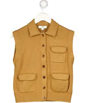 M&S Beige Camel Knitted Waistcoat Top UK S