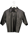 River Island Black Faux Leather Short Sleeve Shirt UK 6