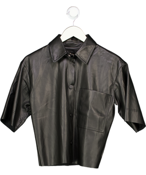 River Island Black Faux Leather Short Sleeve Shirt UK 6