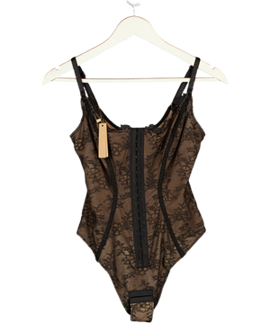 SHAPELLX Black Lace Tummy Control Thiong Bodysuit UK S