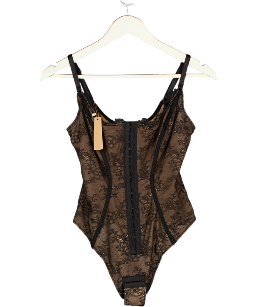 SHAPELLX Black Lace Tummy Control Thiong Bodysuit UK S