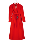 KAREN MILLEN Red Wool Double Breasted Belted Tailored Maxi Coat UK 10