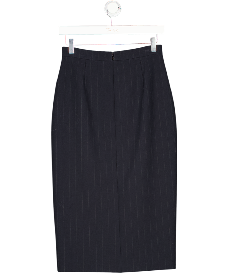 LK Bennett Blue Navy Wool Blend Pin Stripe Wrap Front Pencil Skirt UK 8
