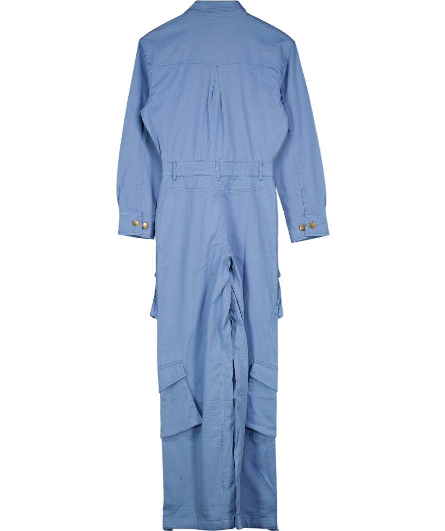 Oh Polly Dusty Blue Straight Leg Jumpsuit UK 6