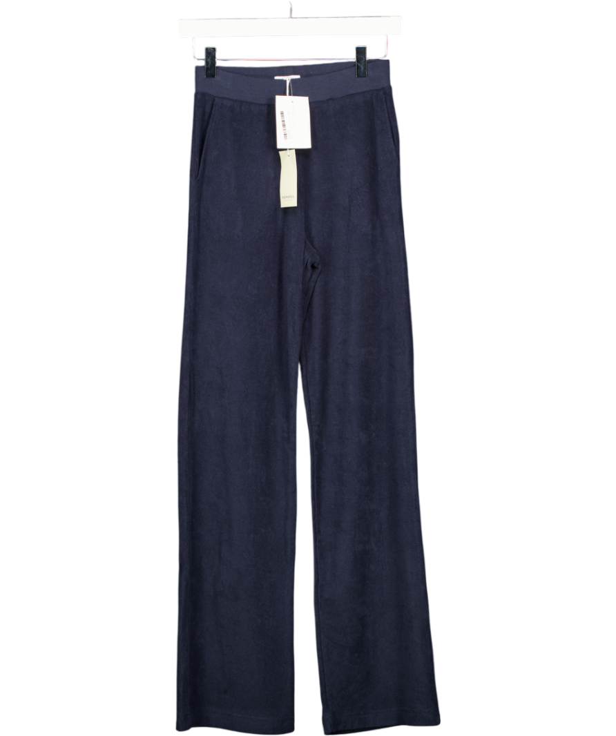 SUNSPEL Luxury Navy Blue Terry Straight Leg Lounge Trouser UK XXS