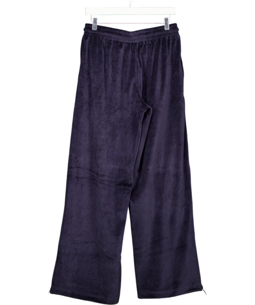 White Fox Blue Navy Velvet Soul Fire Wide Leg Joggers UK M