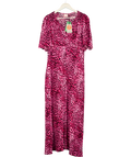 SCAMP & DUDE Bright Pink Cheetah Angel Sleeve Midi Tea Dress UK 20
