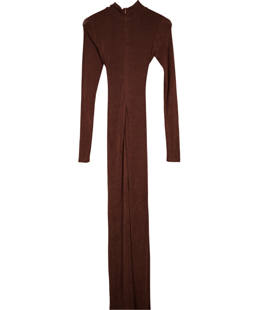 Khanum's Brown High Neck Long Sleeve Maxi Dress UK XS