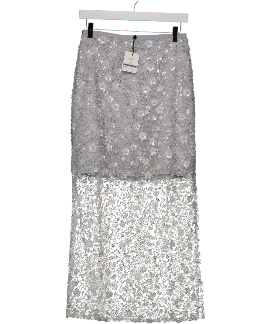 RO&ZO Silver Grey Crystal Sequin Beaded Skirt UK 8