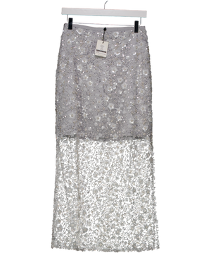 RO&ZO Silver Grey Crystal Sequin Beaded Skirt UK 8