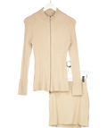Free People Beige 2-piece Eliza Zip Cardigan And Mini Skirt Sweater Set UK S