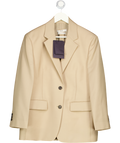 PRADA Beige Virgin Wool/mohair Blend Logo-triangle Single-breasted Blazer It40 UK 8