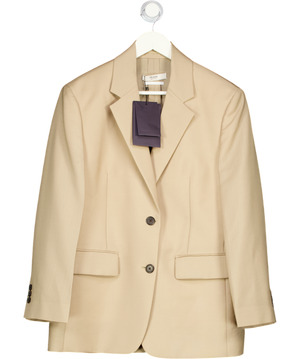 PRADA Beige Virgin Wool/mohair Blend Logo-triangle Single-breasted Blazer It40 UK 8