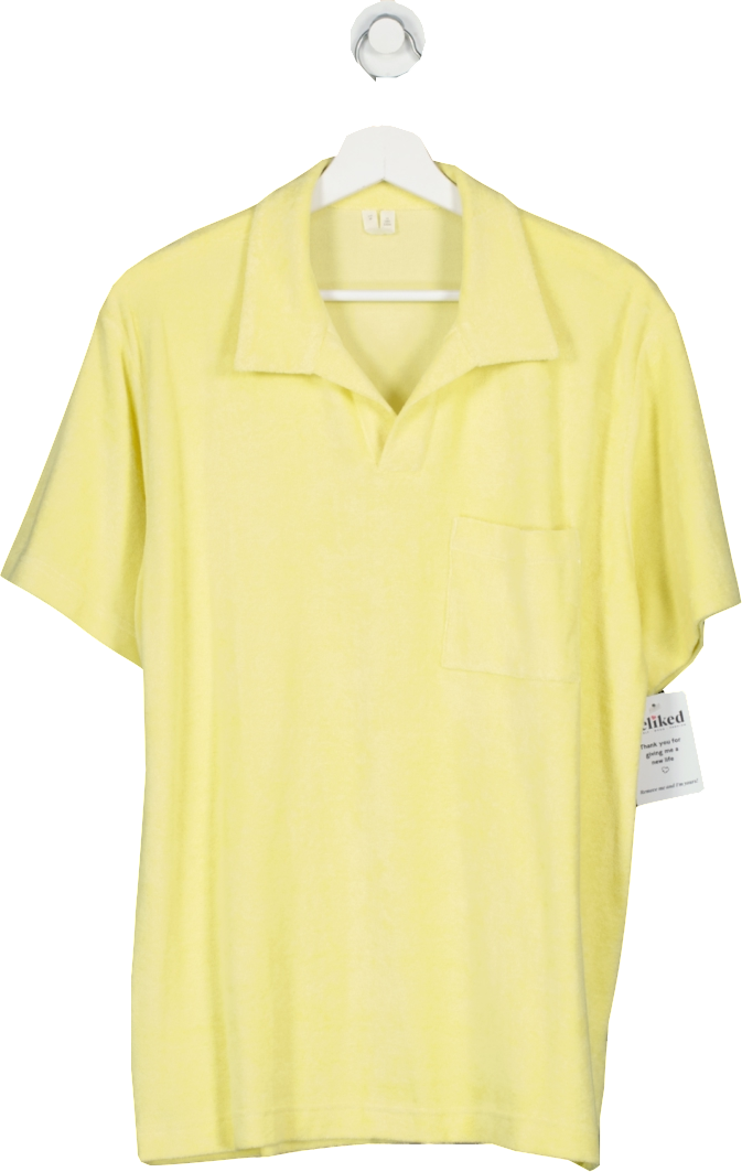 Arket Yellow Cotton Towelling Polo Shirt UK M