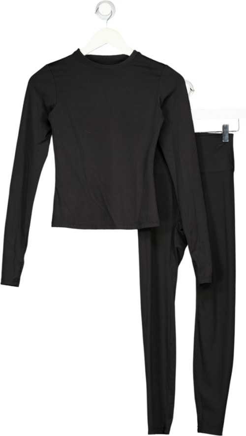 ADANOLA Black 2-piece Activewear Leggings And Long Sleeve Top Set UK XS
