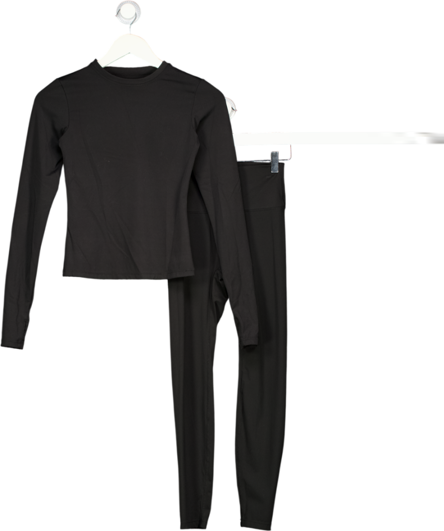 ADANOLA Black 2-piece Activewear Leggings And Long Sleeve Top Set UK XS
