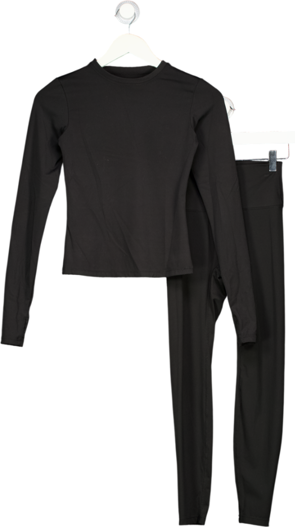 ADANOLA Black 2-piece Activewear Leggings And Long Sleeve Top Set UK XS